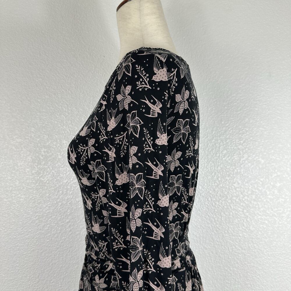 Boden Abigail Dress Women Size 6R Bird Print Jersey Knit Long Sleeve Pockets - Picture 9 of 16